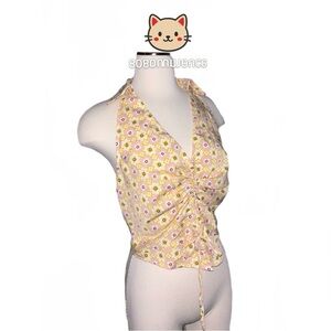 🌼 Floral Halter Top by Milk & Honey – Western 70s Style Cowgirl Picnic Vibes 🤠💛